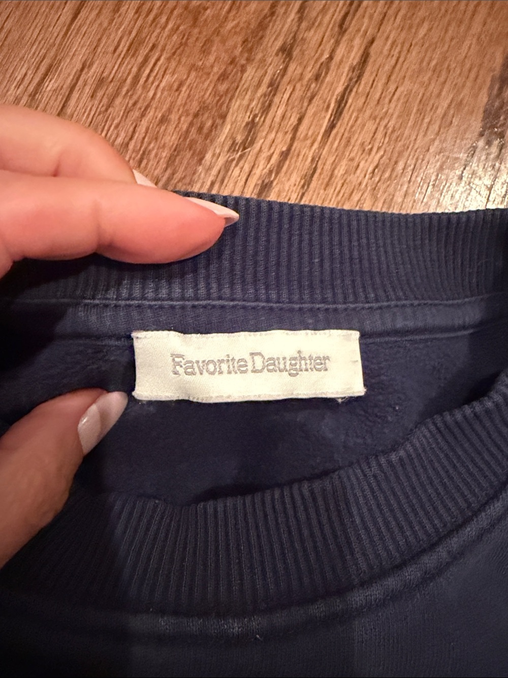 Favorite Daughter Navy Blue Crewneck Sweater with White Lettering - Picture 2 of 4